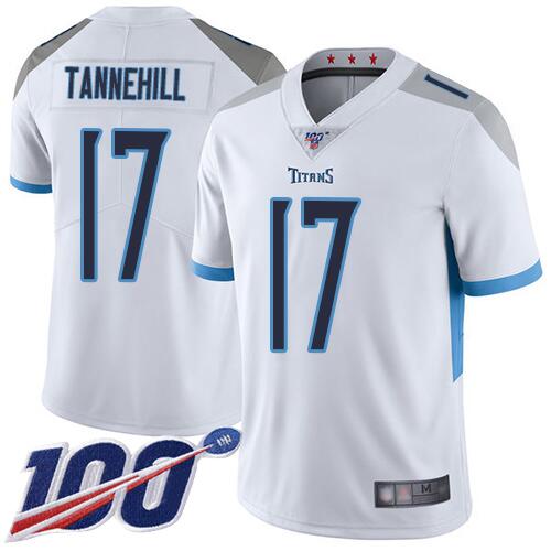 Men's Tennessee Titans #17 Ryan Tannehill 2019 White 100th Season Vapor Untouchable Limited Stitched NFL Jersey